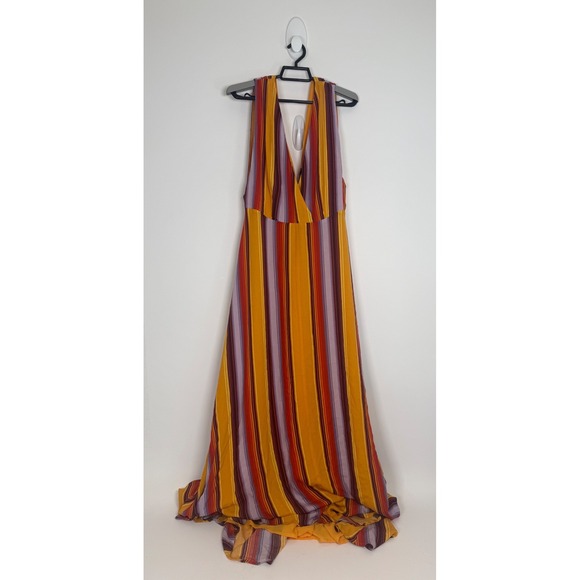 Miss Me Dresses & Skirts - Miss Me Maxi Dress Women's Large Viscose Striped Plunge V Neck Boho Yellow New